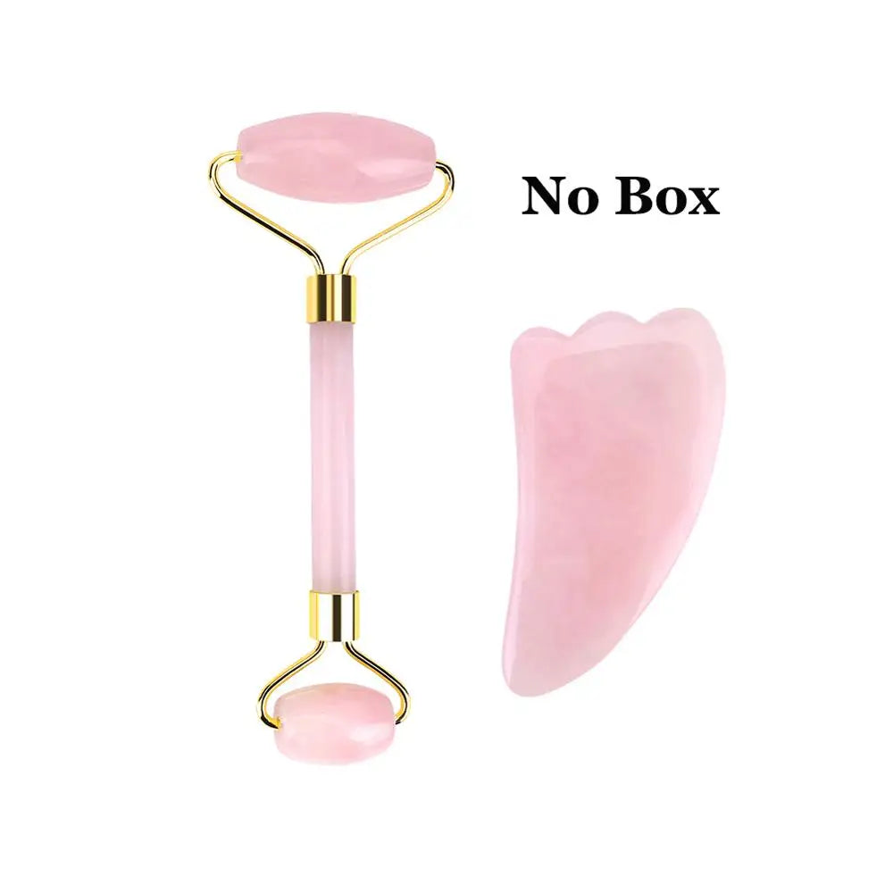 Rose Quartz Natural Jade Facial Massage Roller