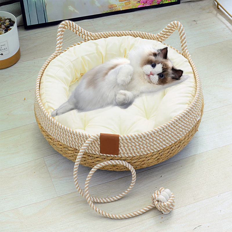 Universal Straw Woven Cat Bed