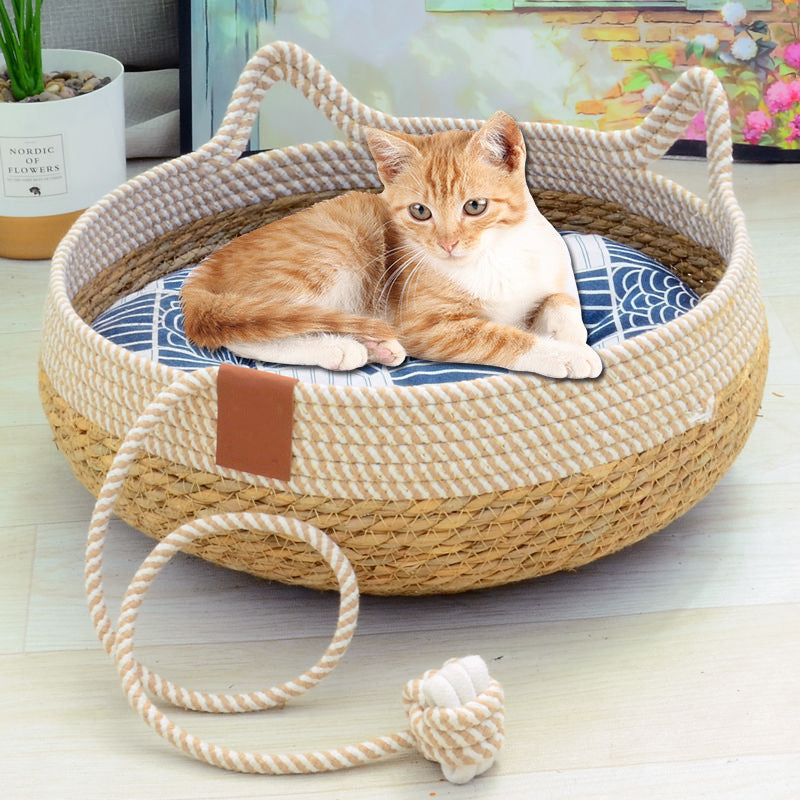 Universal Straw Woven Cat Bed