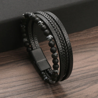 Handmade Braided Natural Obsidian Bracelet