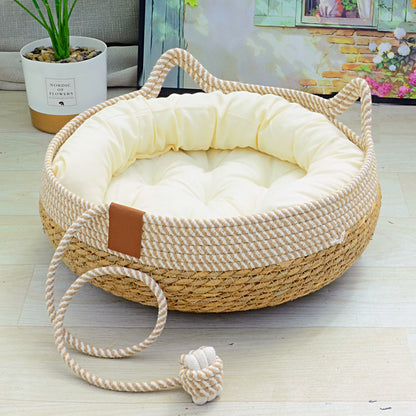 Universal Straw Woven Cat Bed